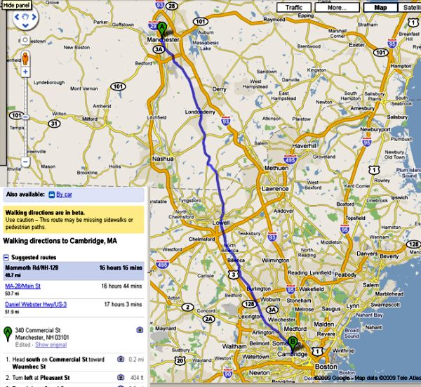 map from nh to Cambridge