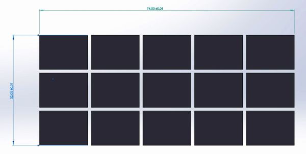 five by three solar cell map